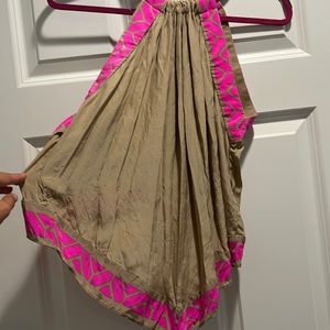 Alice & Trixie pink and tan high neck silk top size xs